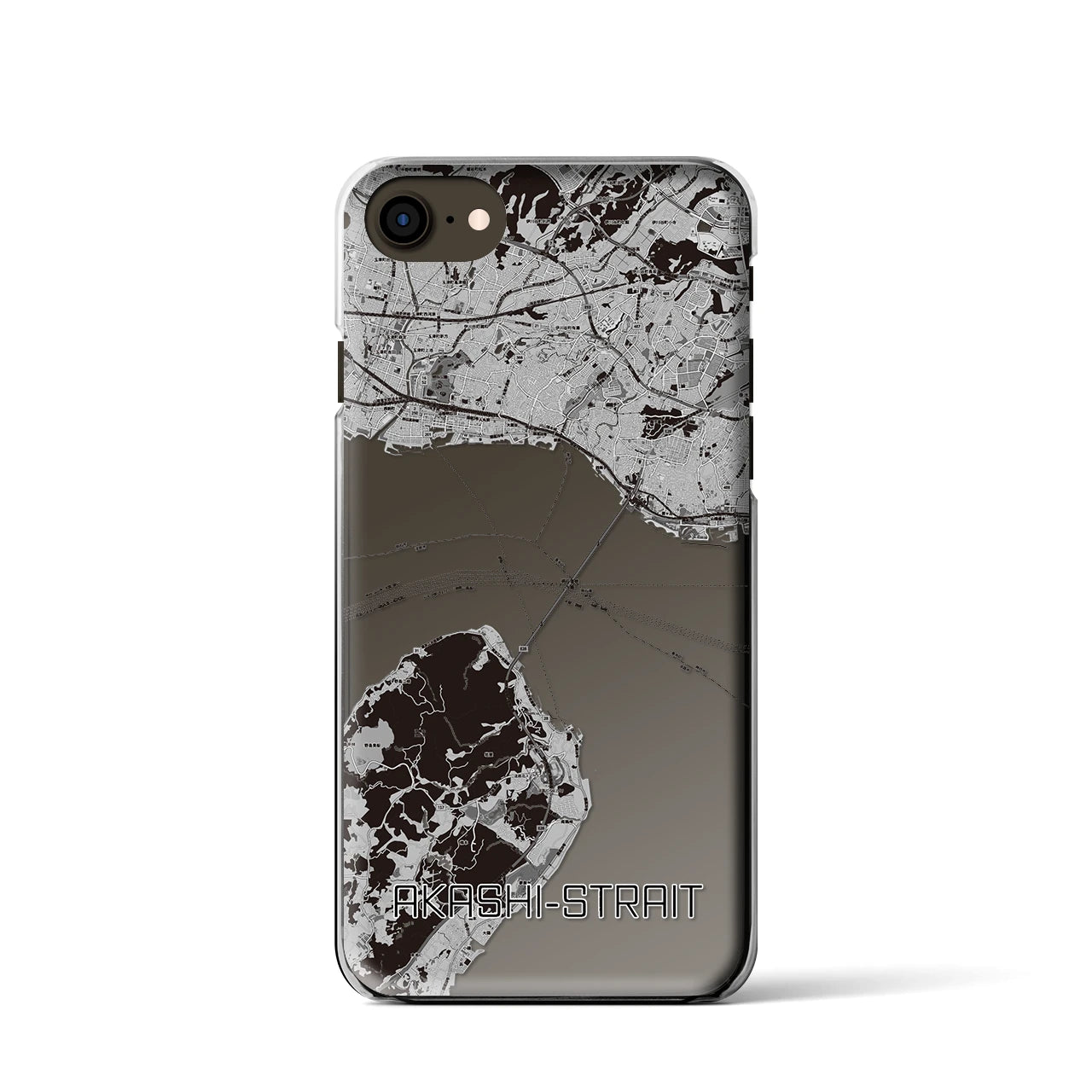 【明石海峡】地図柄iPhoneケース（クリアタイプ・モノトーン）iPhone SE（第3 / 第2世代） / 8 / 7 / 6s / 6 用