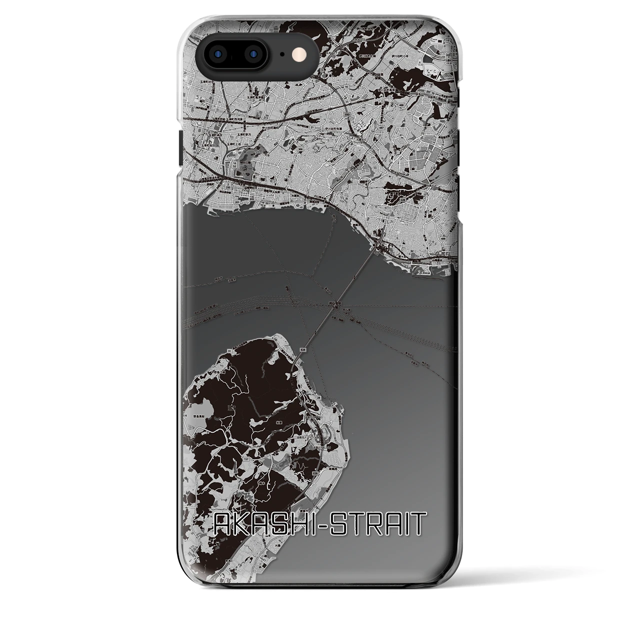 【明石海峡】地図柄iPhoneケース（クリアタイプ・モノトーン）iPhone 8Plus /7Plus / 6sPlus / 6Plus 用