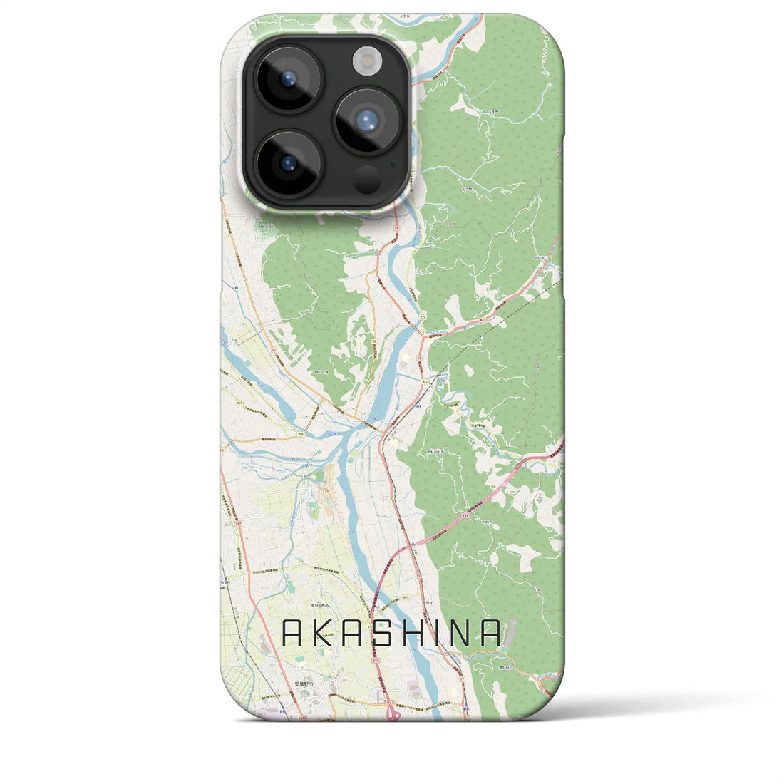 【明科】地図柄iPhoneケース（バックカバータイプ・ナチュラル）iPhone 15 Pro Max 用