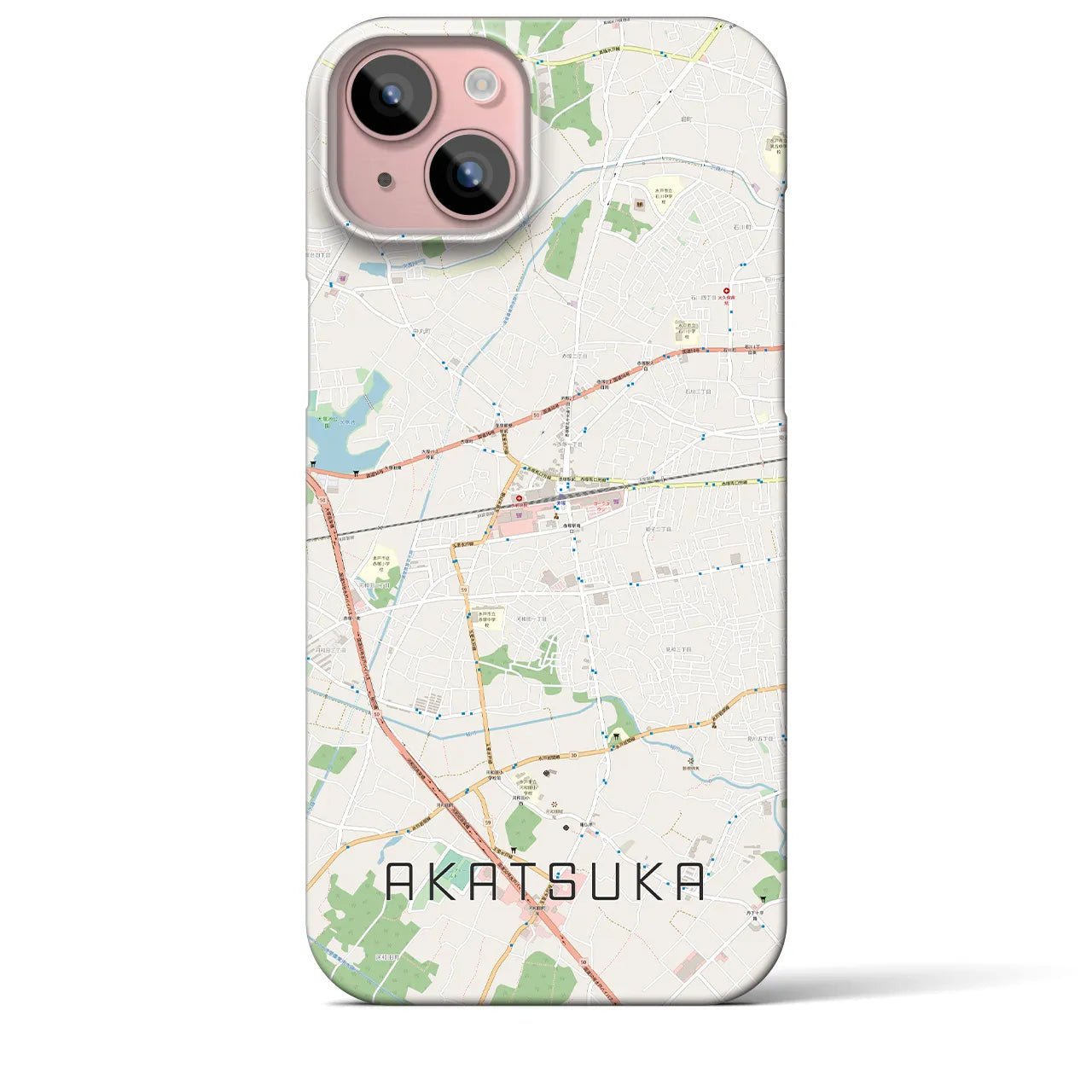 【赤塚】地図柄iPhoneケース（バックカバータイプ・ナチュラル）iPhone 15 Plus 用