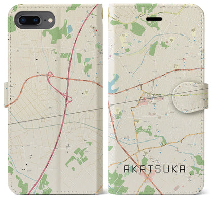 【赤塚（茨城県）】地図柄iPhoneケース（手帳タイプ）ナチュラル・iPhone 8Plus /7Plus / 6sPlus / 6Plus 用