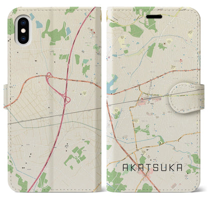 【赤塚（茨城県）】地図柄iPhoneケース（手帳タイプ）ナチュラル・iPhone XS Max 用