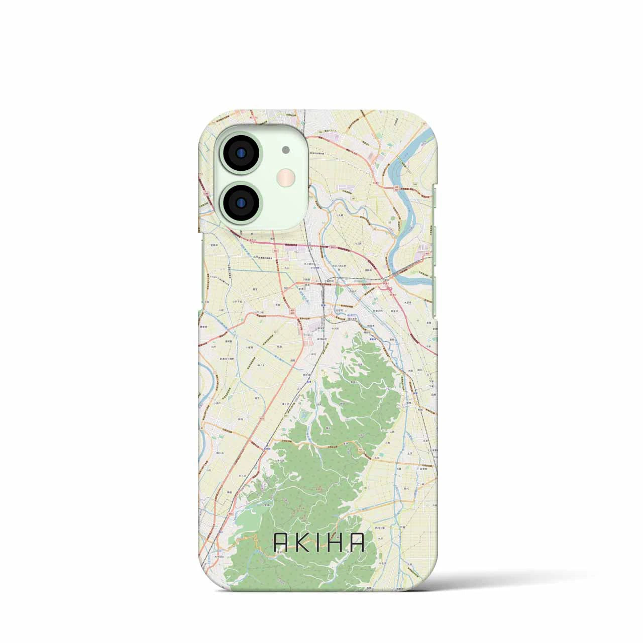 【秋葉】地図柄iPhoneケース（バックカバータイプ・ナチュラル）iPhone 12 mini 用