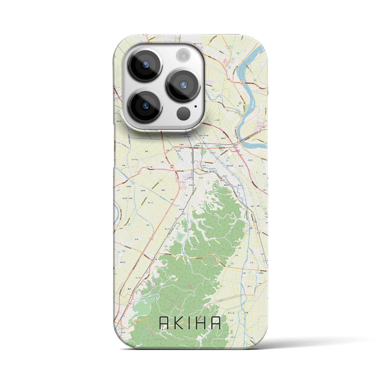 【秋葉】地図柄iPhoneケース（バックカバータイプ・ナチュラル）iPhone 14 Pro 用