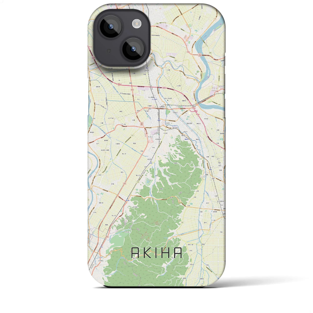 【秋葉】地図柄iPhoneケース（バックカバータイプ・ナチュラル）iPhone 14 Plus 用