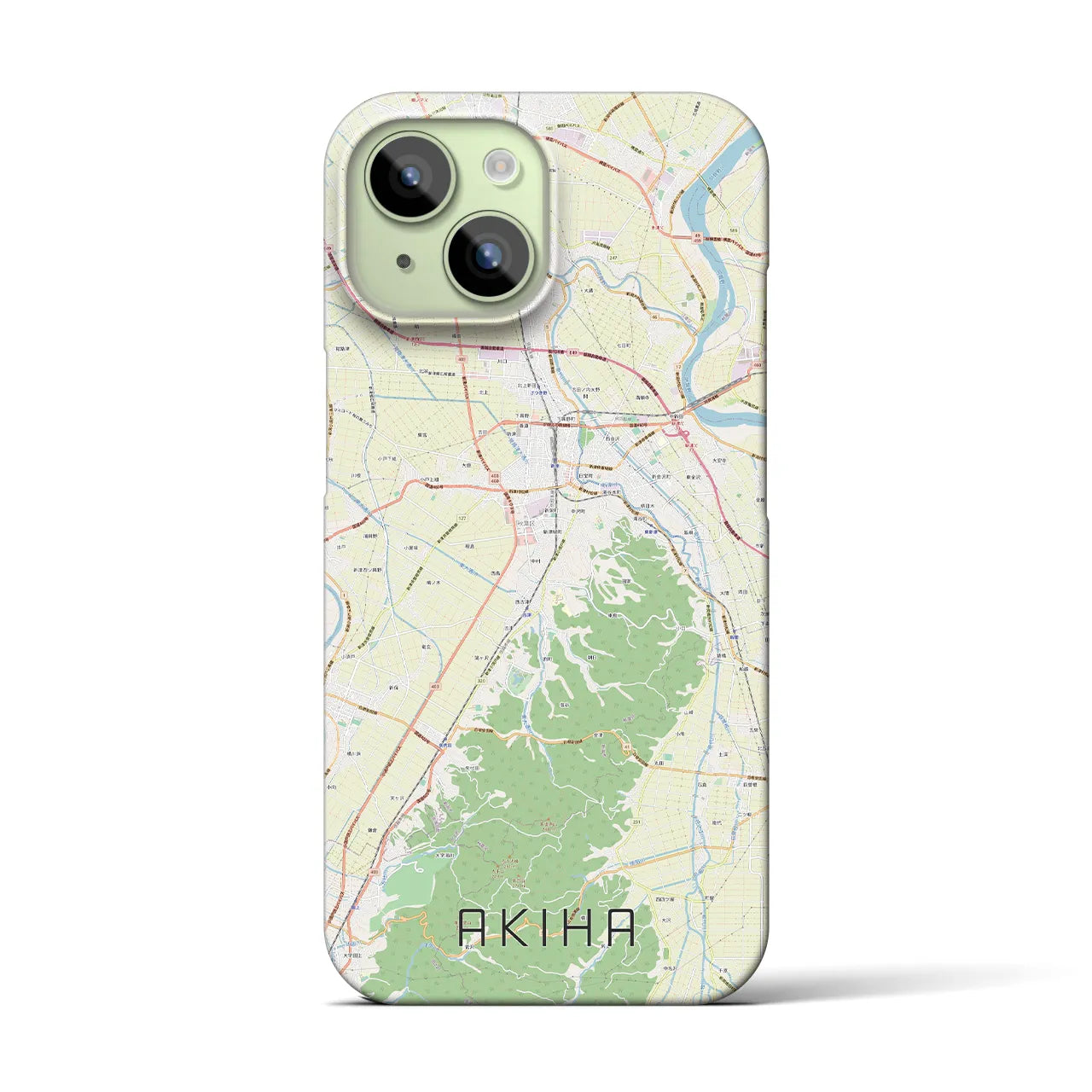 【秋葉】地図柄iPhoneケース（バックカバータイプ・ナチュラル）iPhone 15 用