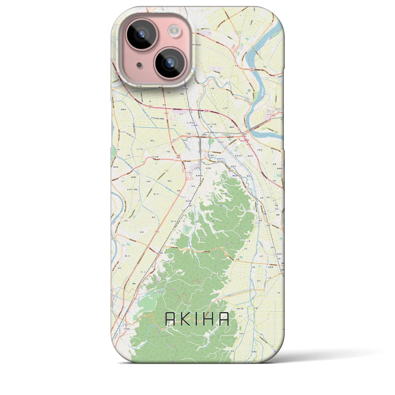 【秋葉】地図柄iPhoneケース（バックカバータイプ・ナチュラル）iPhone 15 Plus 用