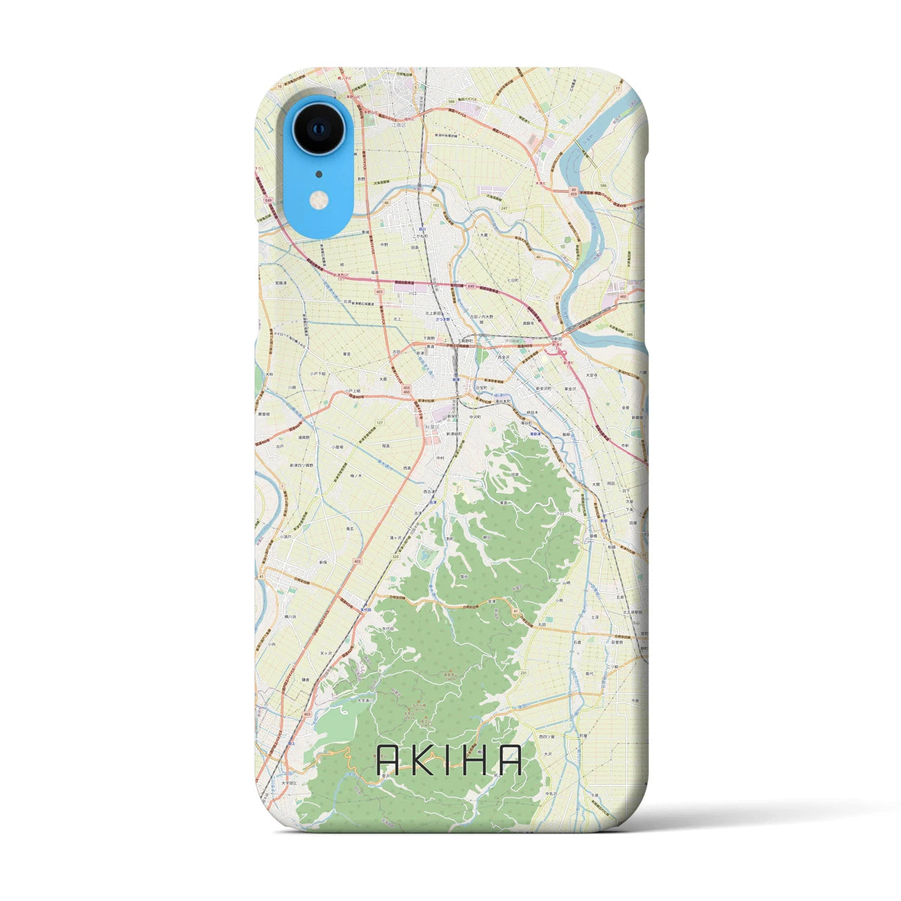 【秋葉】地図柄iPhoneケース（バックカバータイプ・ナチュラル）iPhone XR 用