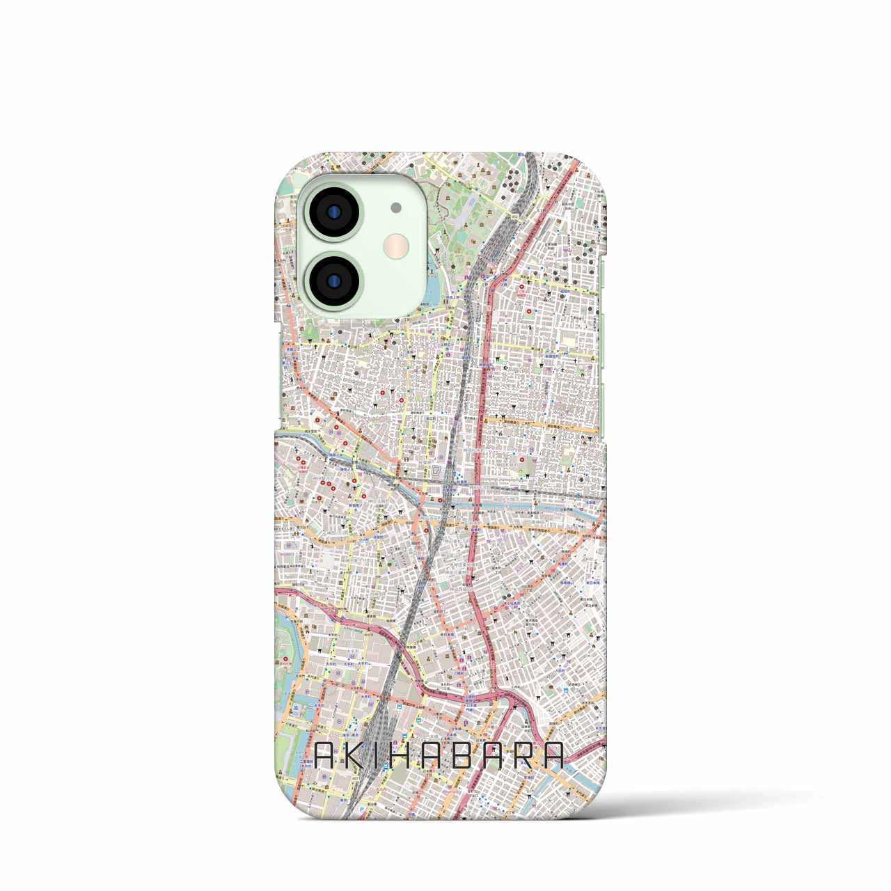 【秋葉原】地図柄iPhoneケース（バックカバータイプ・ナチュラル）iPhone 12 mini 用