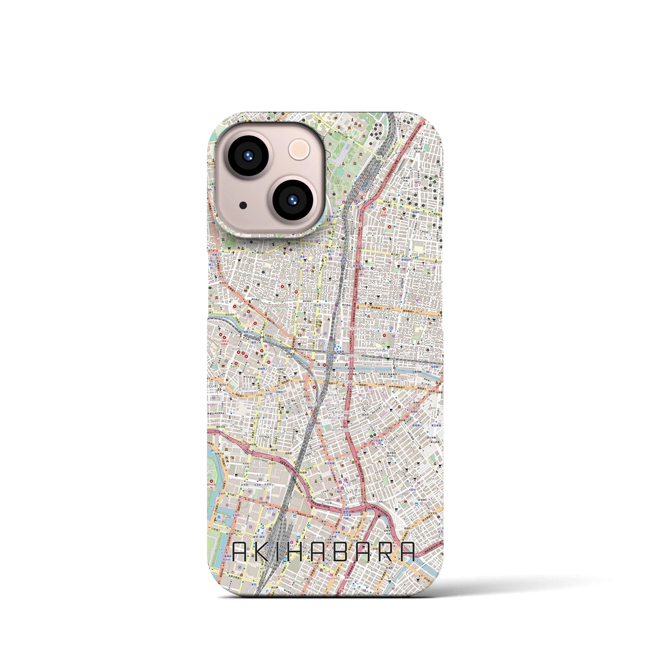 【秋葉原】地図柄iPhoneケース（バックカバータイプ・ナチュラル）iPhone 13 mini 用