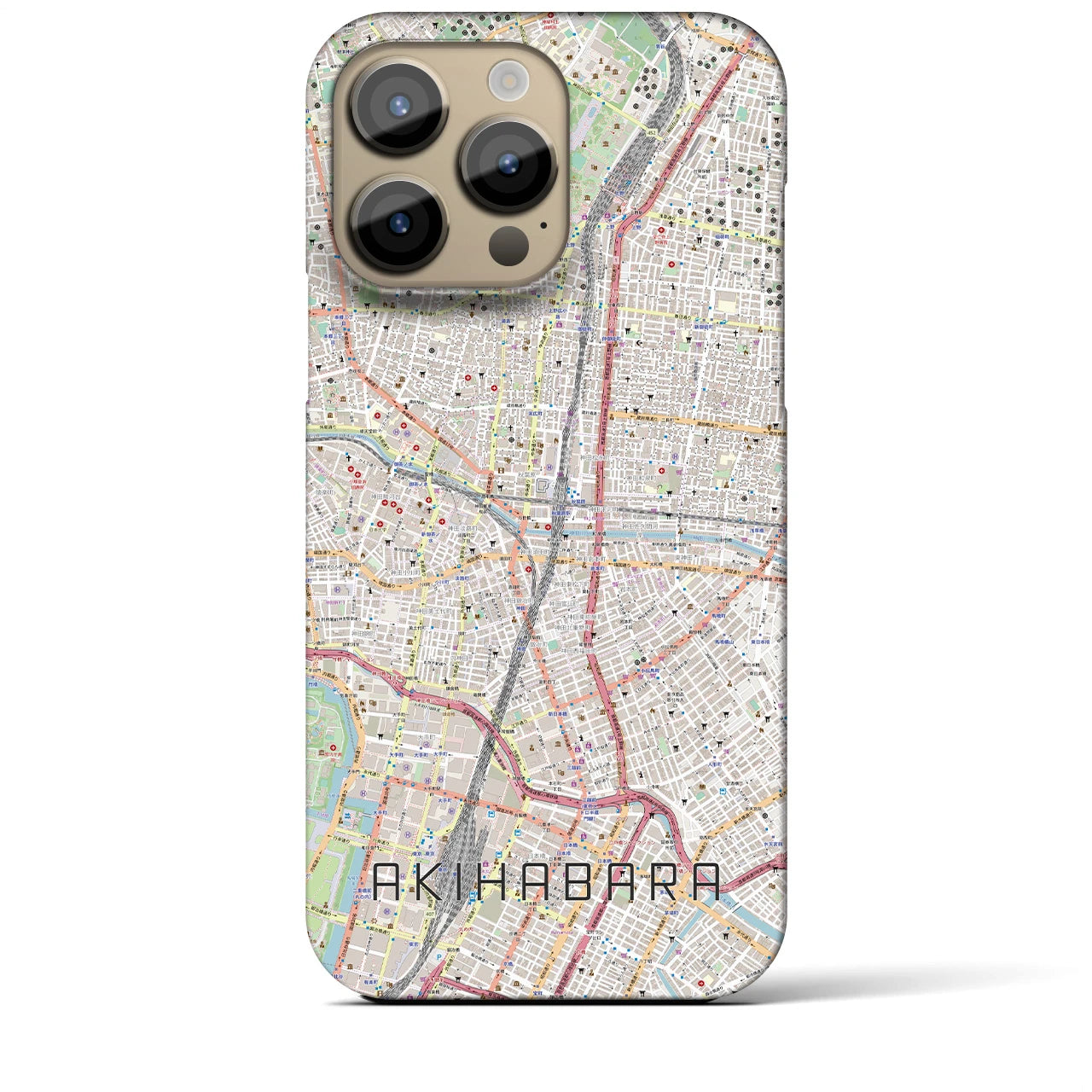 【秋葉原】地図柄iPhoneケース（バックカバータイプ・ナチュラル）iPhone 14 Pro Max 用