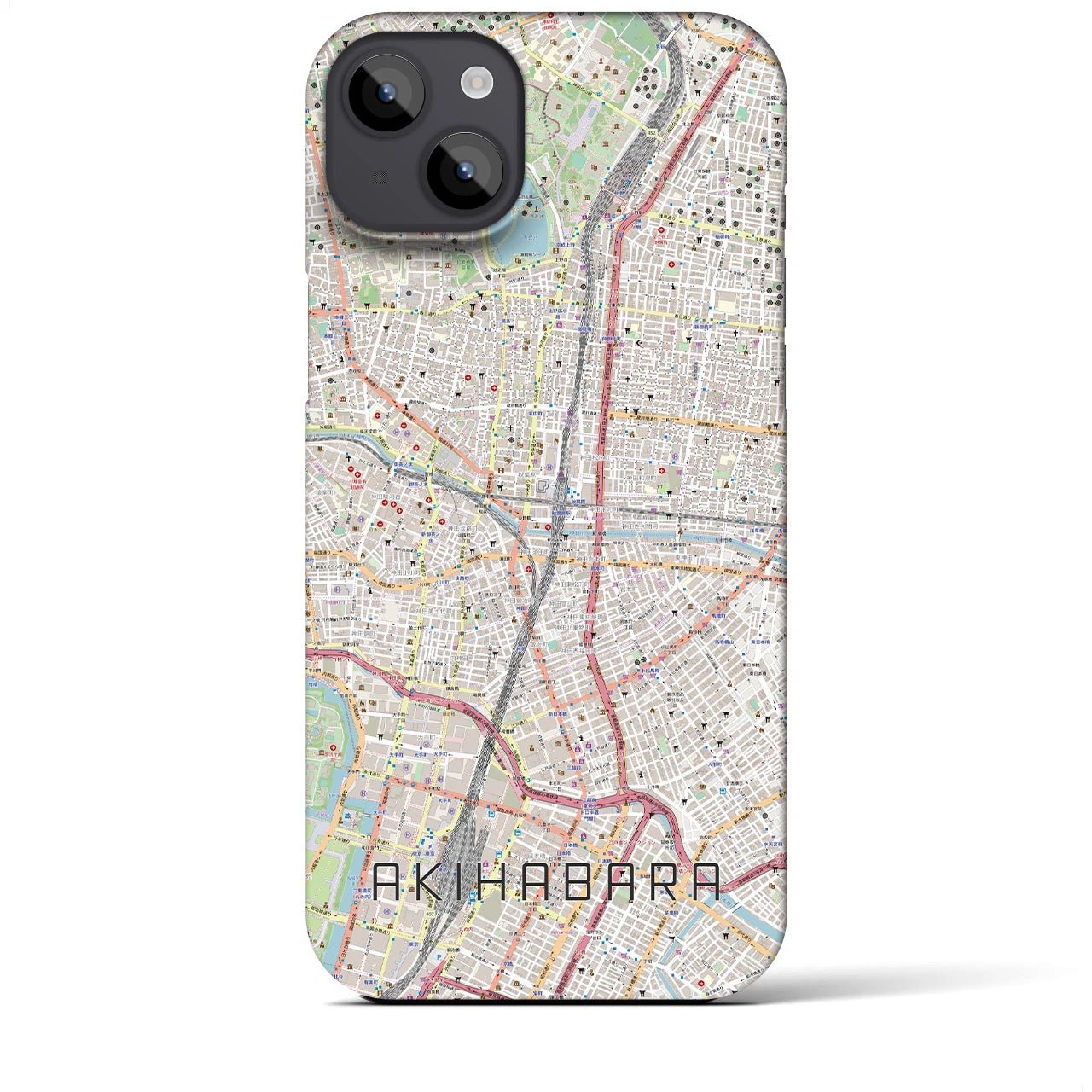 【秋葉原】地図柄iPhoneケース（バックカバータイプ・ナチュラル）iPhone 14 Plus 用