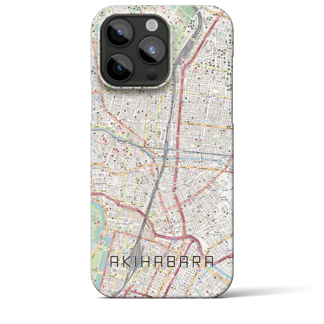 【秋葉原】地図柄iPhoneケース（バックカバータイプ・ナチュラル）iPhone 15 Pro Max 用