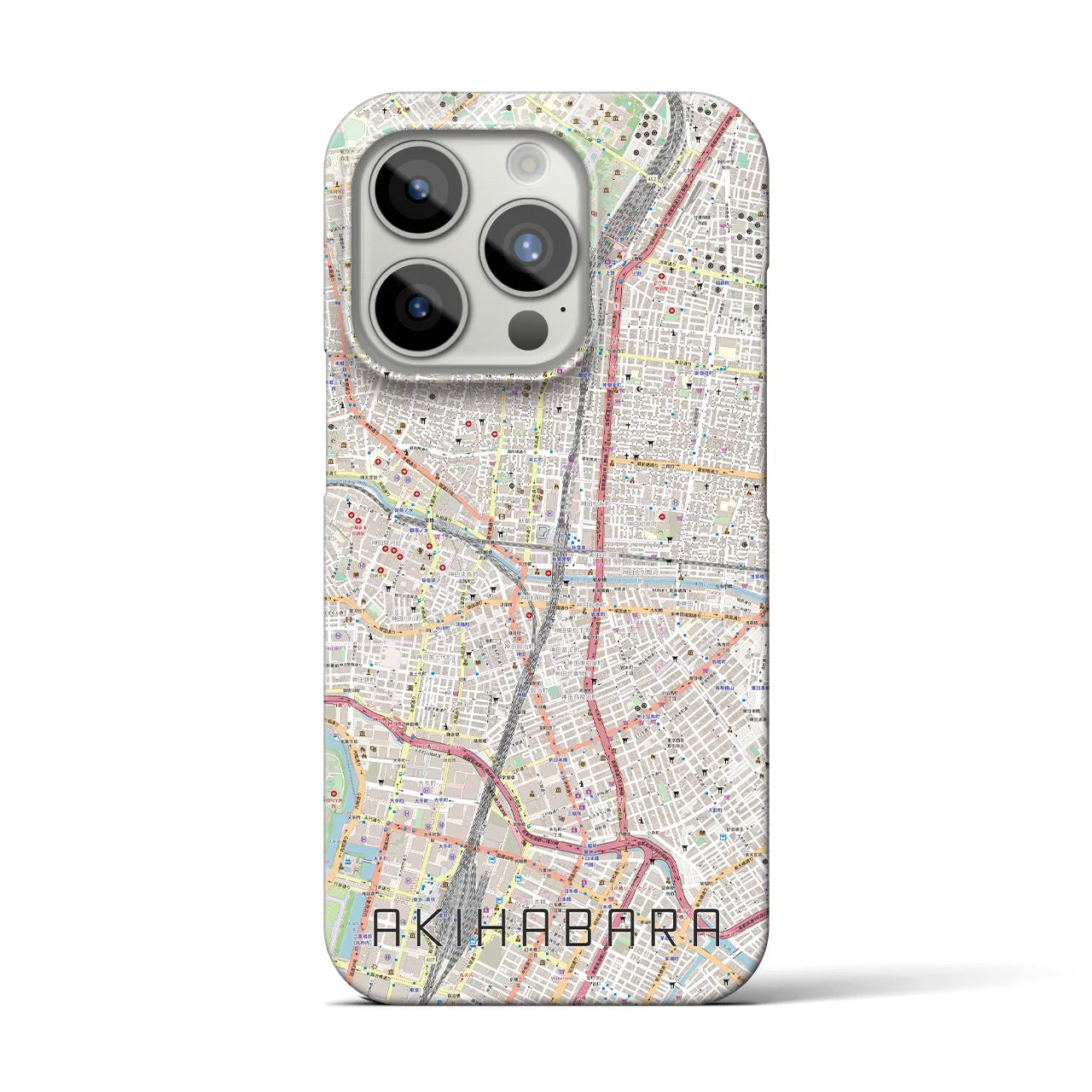 【秋葉原】地図柄iPhoneケース（バックカバータイプ・ナチュラル）iPhone 15 Pro 用