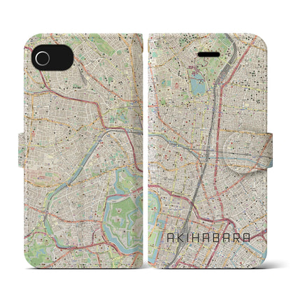 【秋葉原（東京都）】地図柄iPhoneケース（手帳タイプ）ナチュラル・iPhone SE（第3 / 第2世代） / 8 / 7 / 6s / 6 用