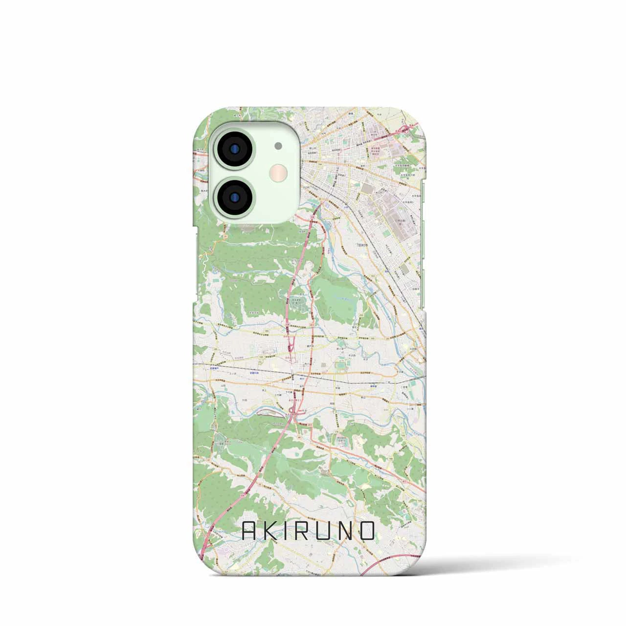 【あきる野】地図柄iPhoneケース（バックカバータイプ・ナチュラル）iPhone 12 mini 用