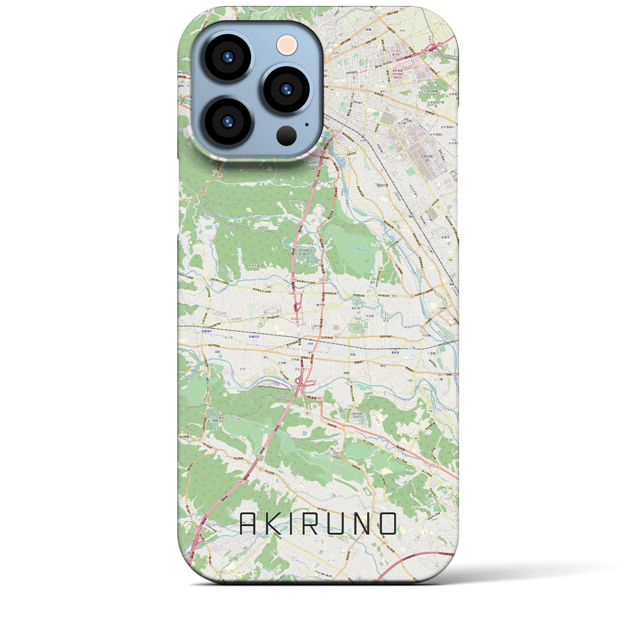【あきる野】地図柄iPhoneケース（バックカバータイプ・ナチュラル）iPhone 13 Pro Max 用