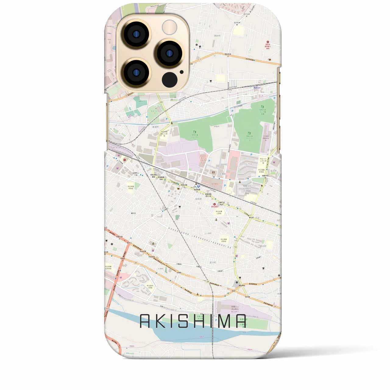 【昭島】地図柄iPhoneケース（バックカバータイプ・ナチュラル）iPhone 12 Pro Max 用