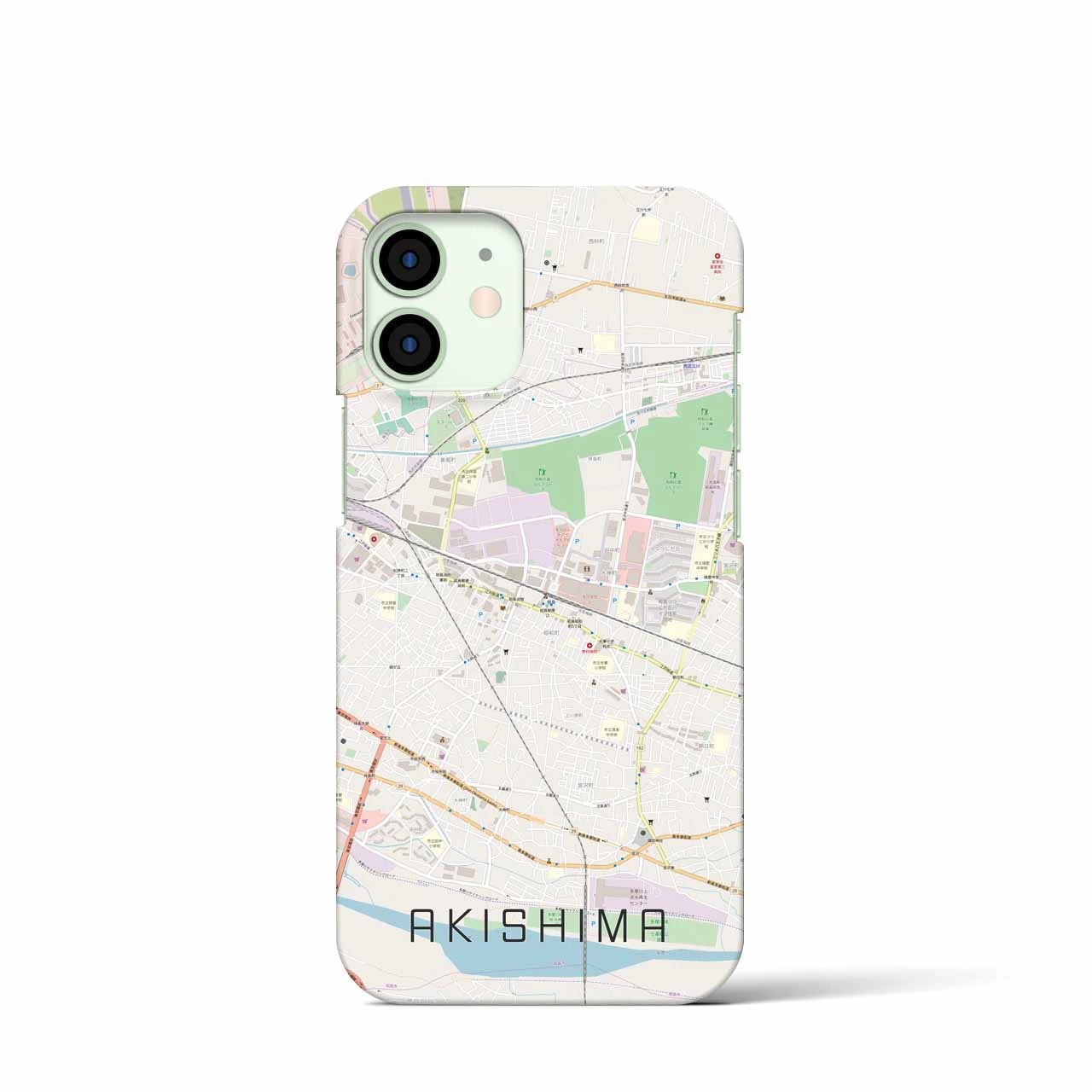 【昭島】地図柄iPhoneケース（バックカバータイプ・ナチュラル）iPhone 12 mini 用