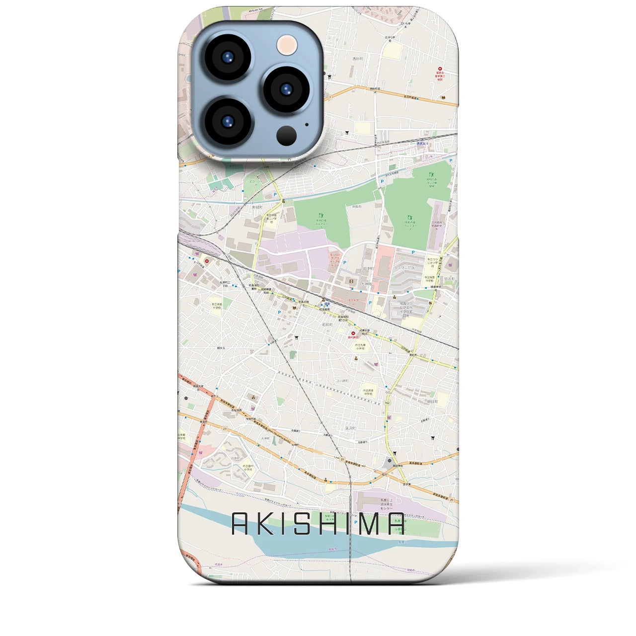 【昭島】地図柄iPhoneケース（バックカバータイプ・ナチュラル）iPhone 13 Pro Max 用