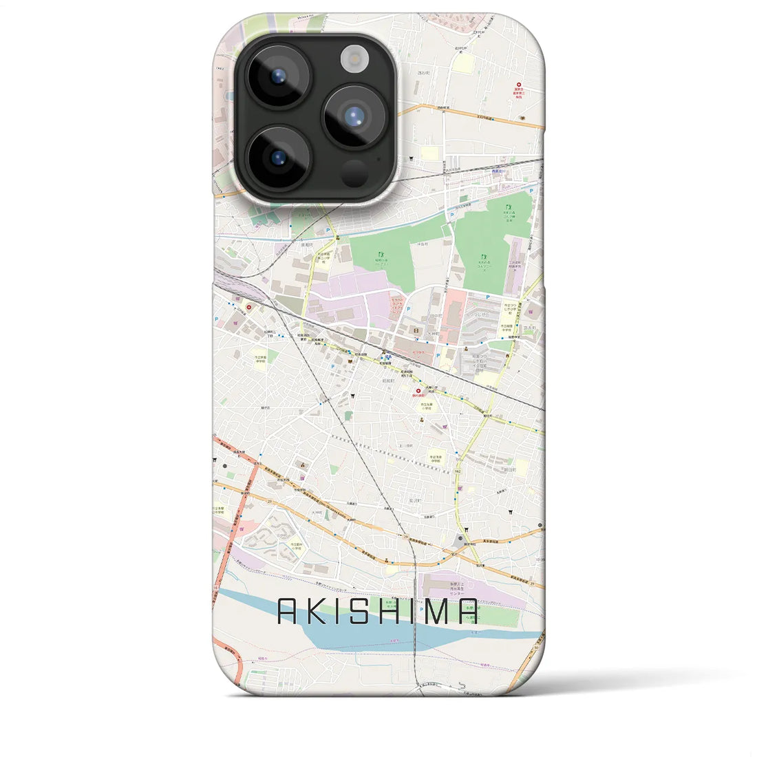 【昭島】地図柄iPhoneケース（バックカバータイプ・ナチュラル）iPhone 15 Pro Max 用
