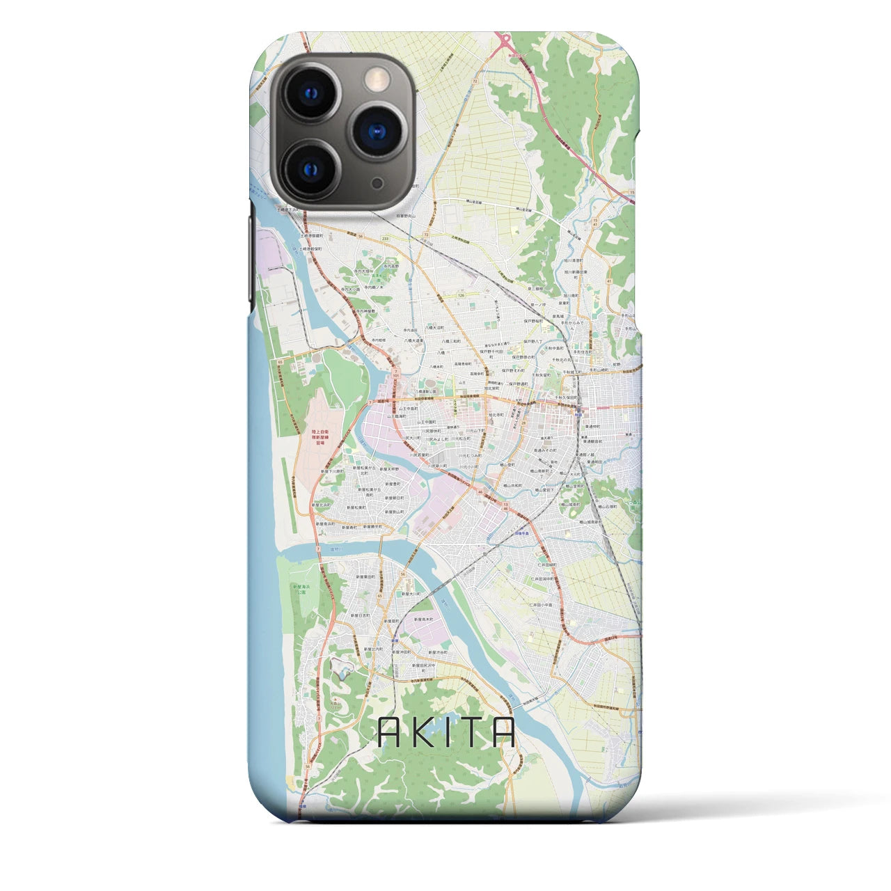 【秋田】地図柄iPhoneケース（バックカバータイプ・ナチュラル）iPhone 11 Pro Max 用