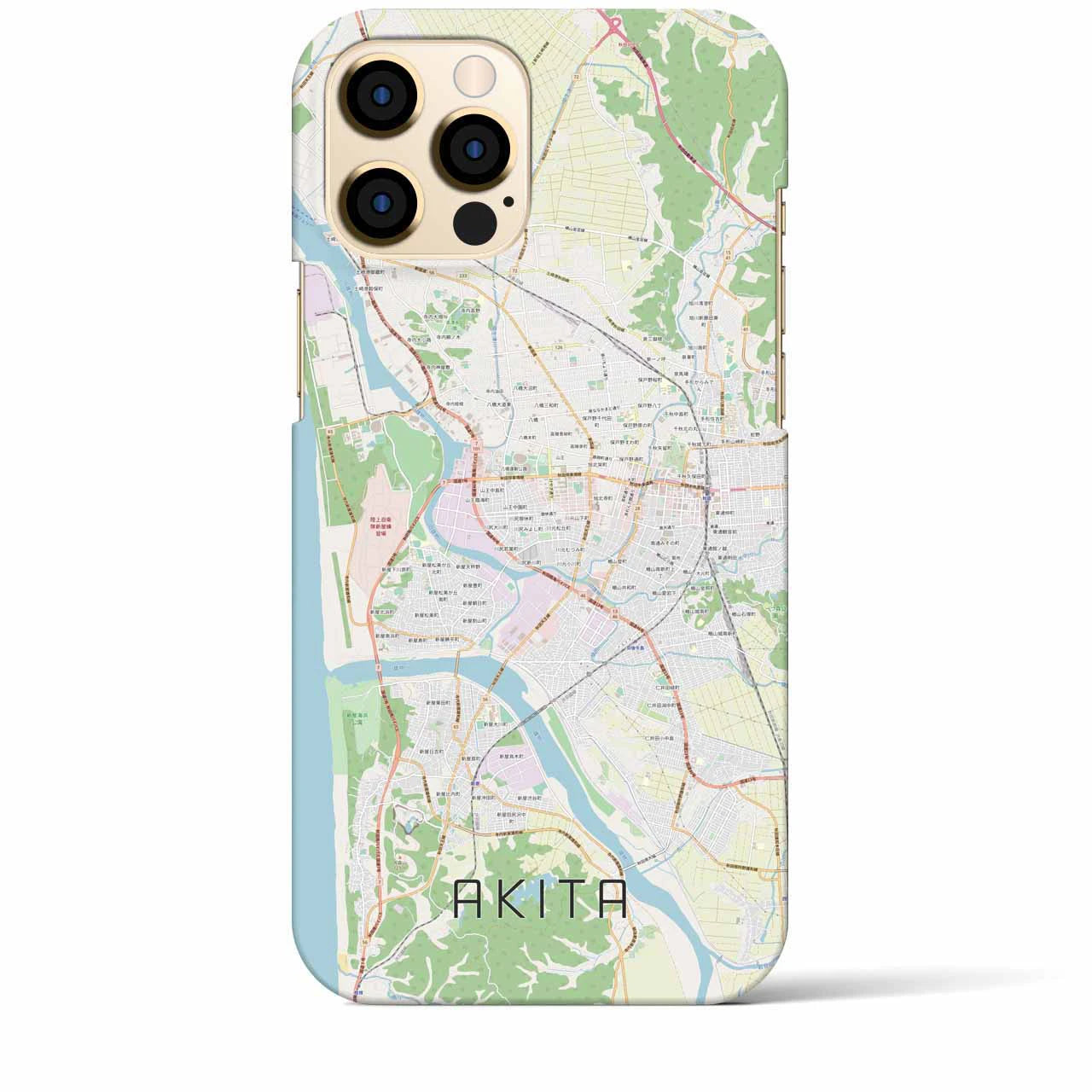 【秋田】地図柄iPhoneケース（バックカバータイプ・ナチュラル）iPhone 12 Pro Max 用