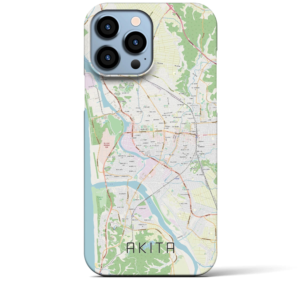 【秋田】地図柄iPhoneケース（バックカバータイプ・ナチュラル）iPhone 13 Pro Max 用