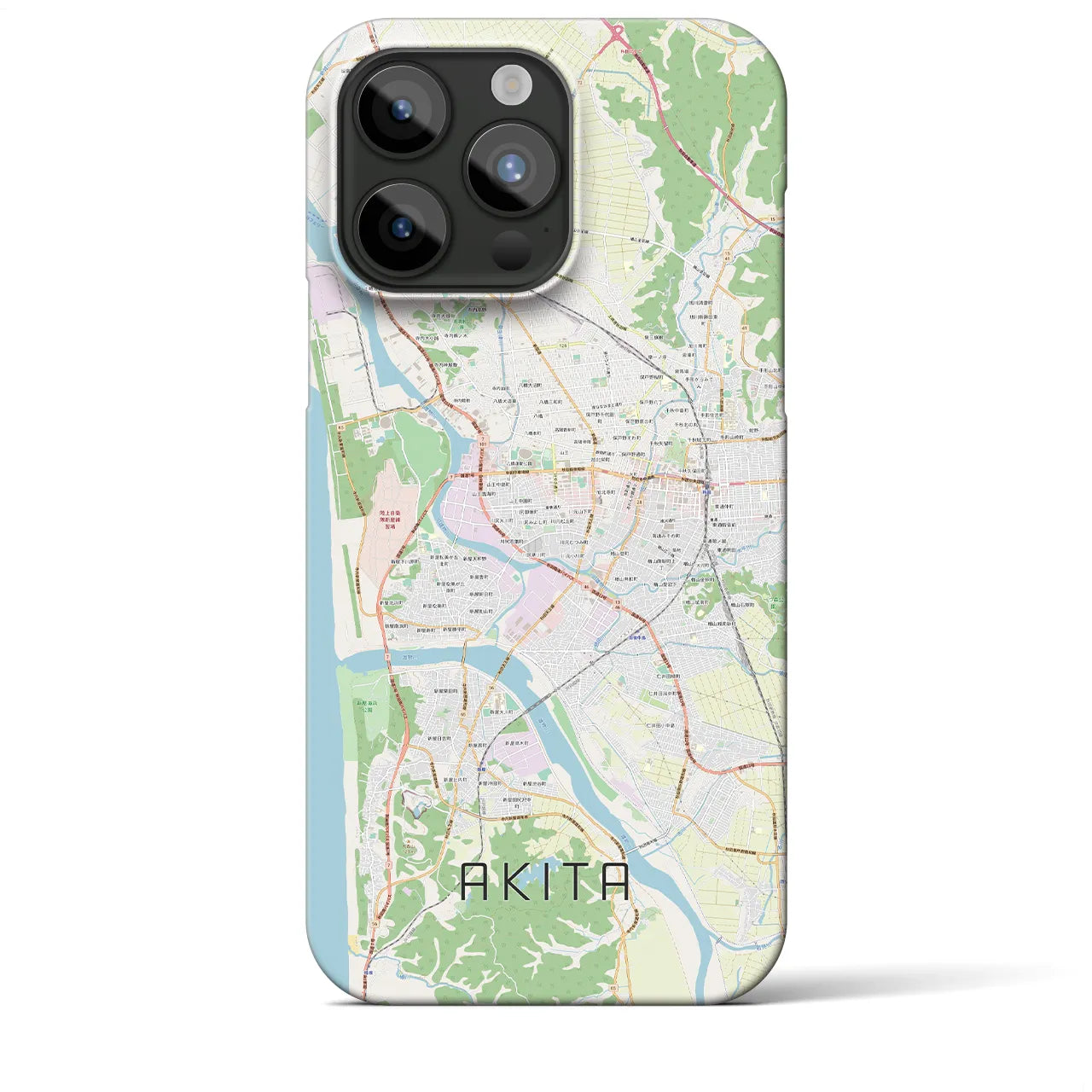 【秋田】地図柄iPhoneケース（バックカバータイプ・ナチュラル）iPhone 15 Pro Max 用