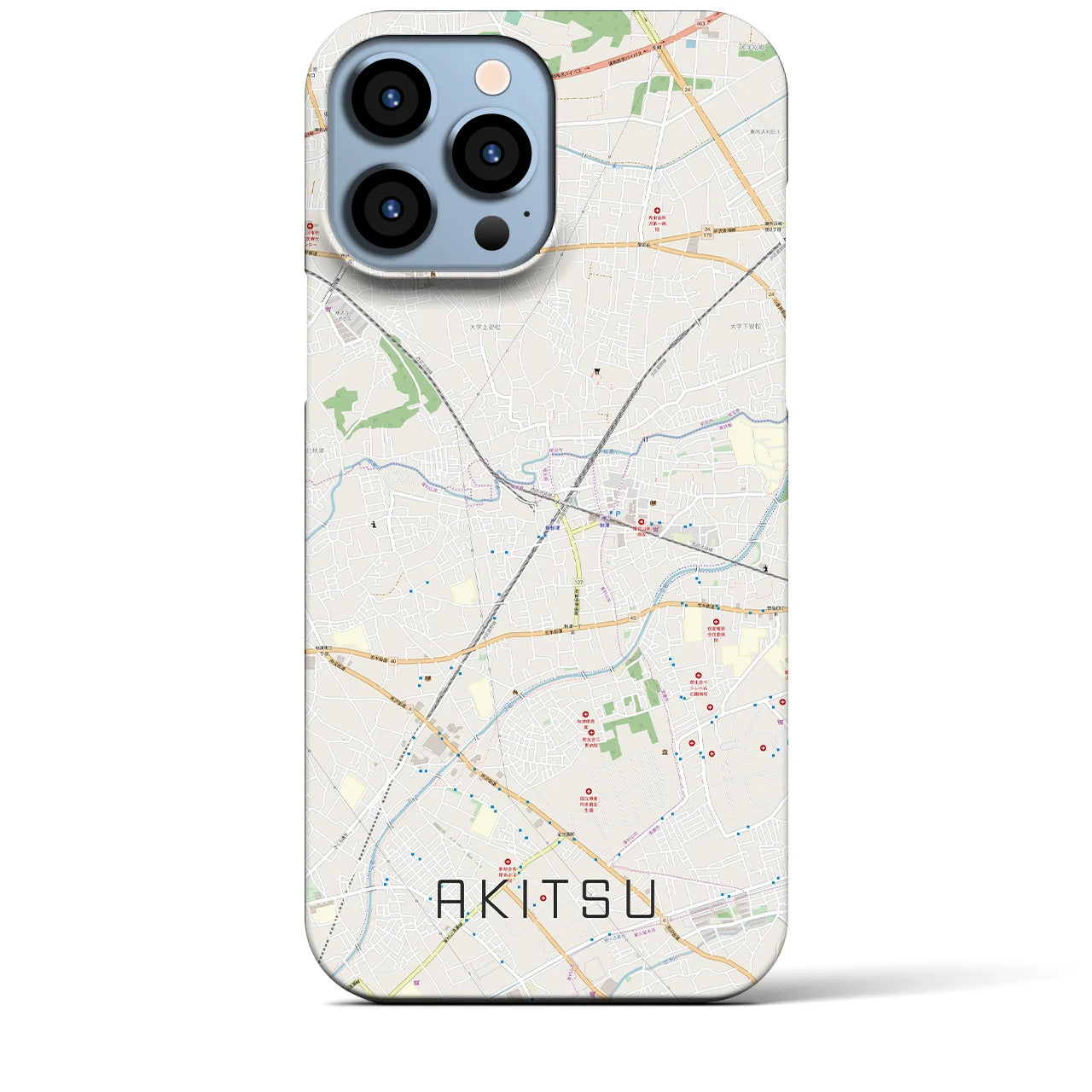 【秋津】地図柄iPhoneケース（バックカバータイプ・ナチュラル）iPhone 13 Pro Max 用
