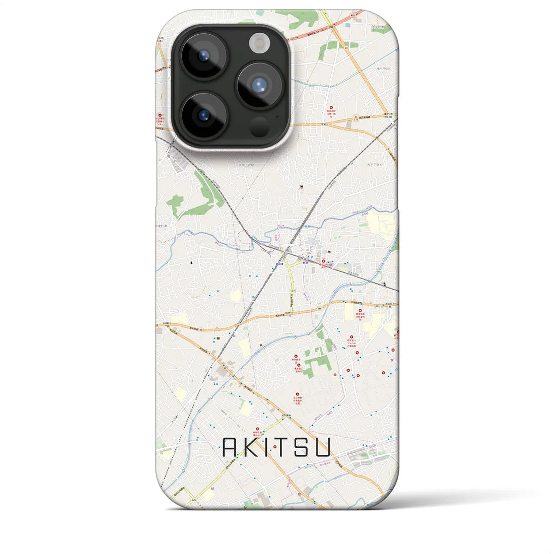 【秋津】地図柄iPhoneケース（バックカバータイプ・ナチュラル）iPhone 15 Pro Max 用