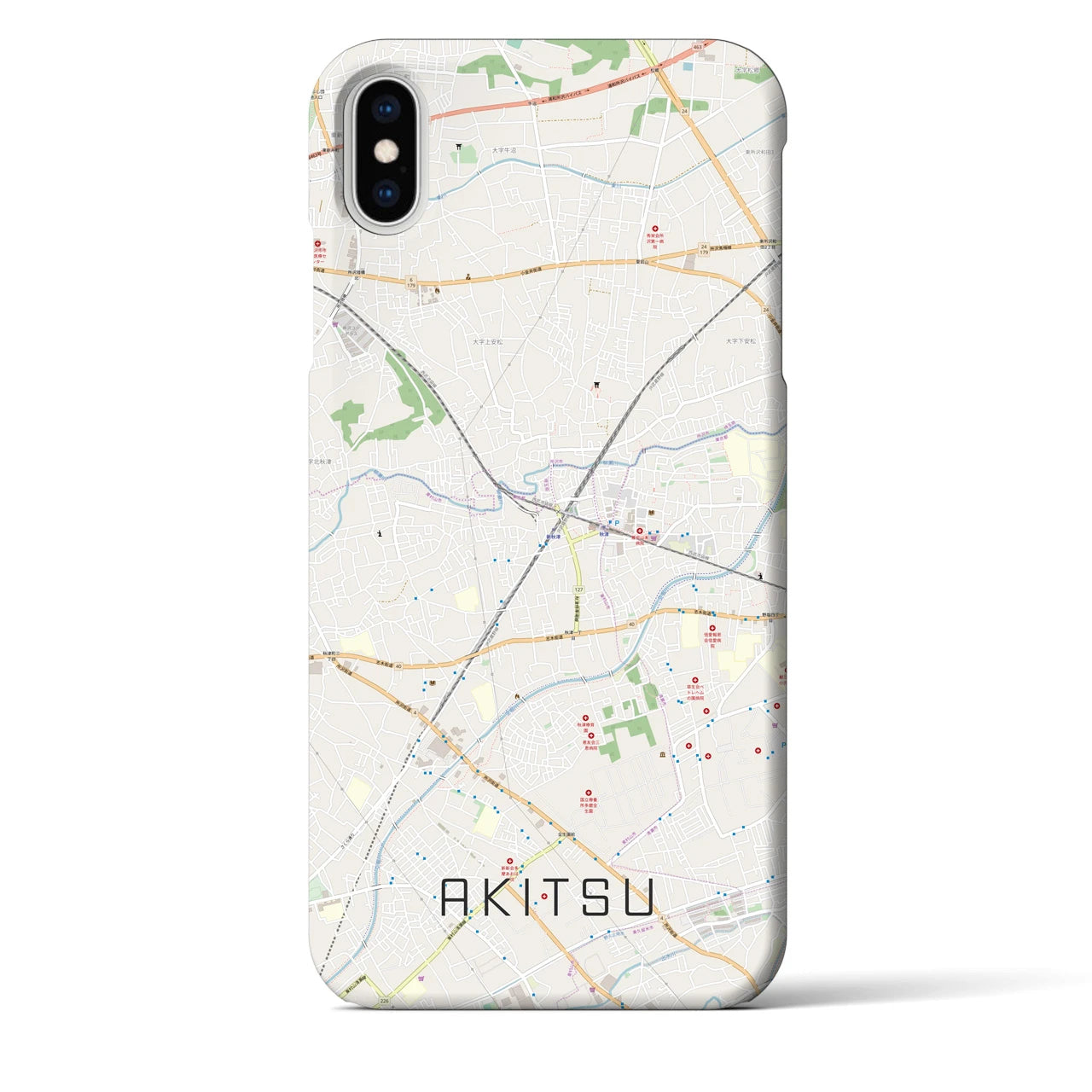 【秋津】地図柄iPhoneケース（バックカバータイプ・ナチュラル）iPhone XS Max 用
