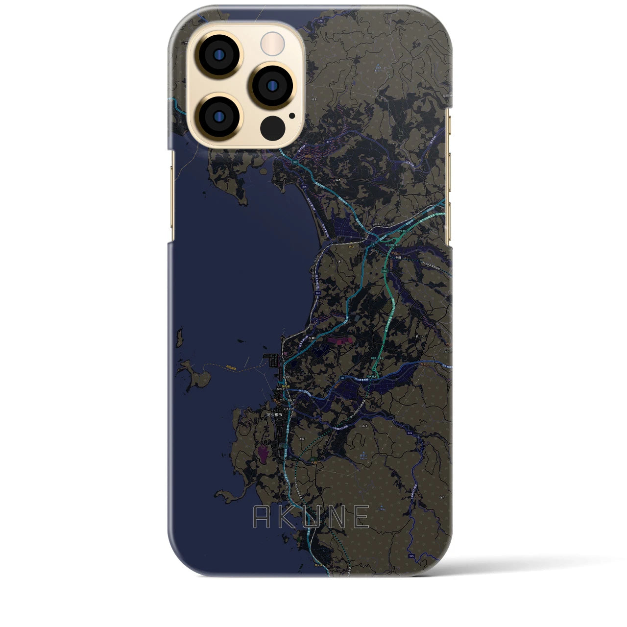【阿久根】地図柄iPhoneケース（バックカバータイプ・ブラック）iPhone 12 Pro Max 用