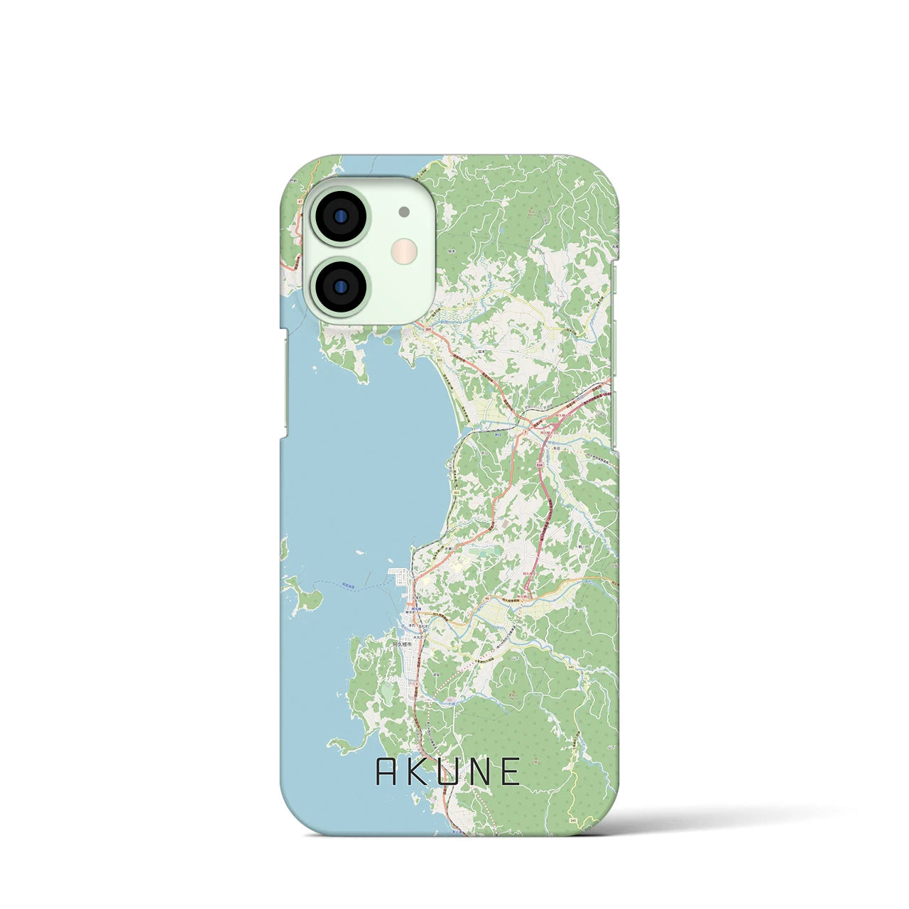 【阿久根】地図柄iPhoneケース（バックカバータイプ・ナチュラル）iPhone 12 mini 用