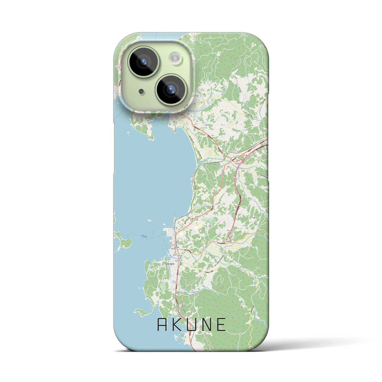 【阿久根】地図柄iPhoneケース（バックカバータイプ・ナチュラル）iPhone 15 用