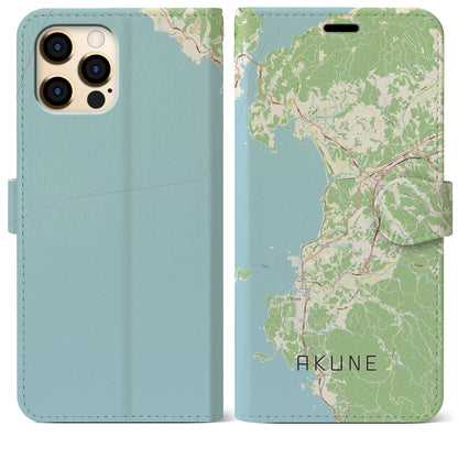 【阿久根（鹿児島県）】地図柄iPhoneケース（手帳タイプ）ナチュラル・iPhone 12 Pro Max 用