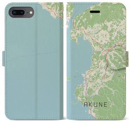 【阿久根（鹿児島県）】地図柄iPhoneケース（手帳タイプ）ナチュラル・iPhone 8Plus /7Plus / 6sPlus / 6Plus 用