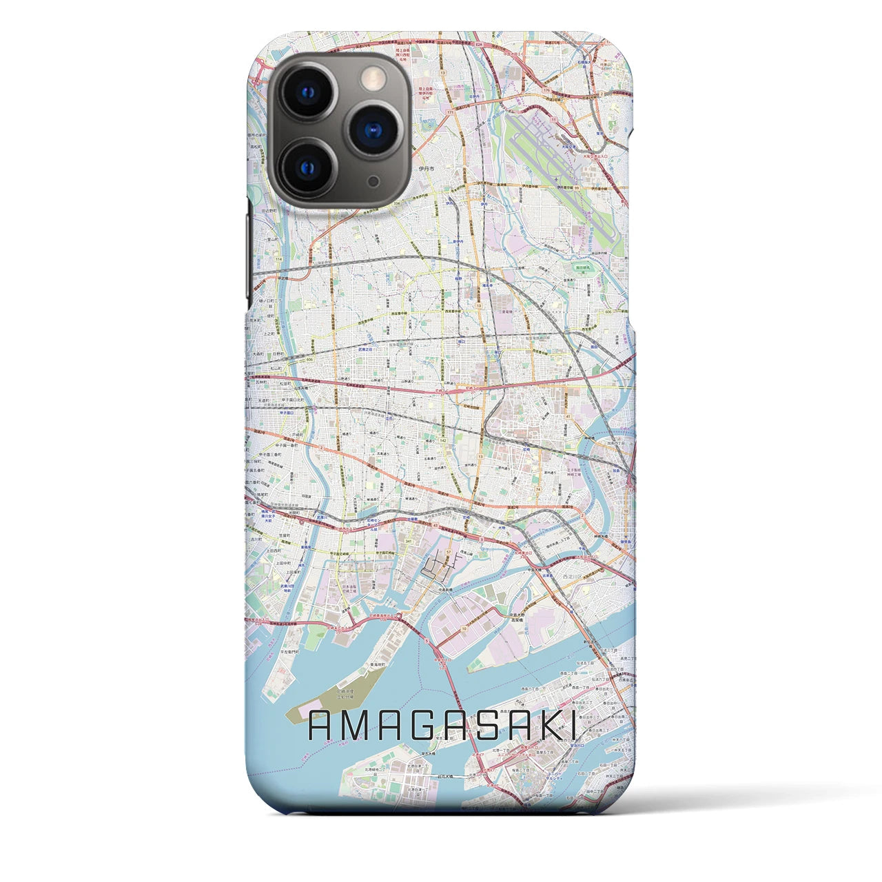 【尼崎】地図柄iPhoneケース（バックカバータイプ・ナチュラル）iPhone 11 Pro Max 用