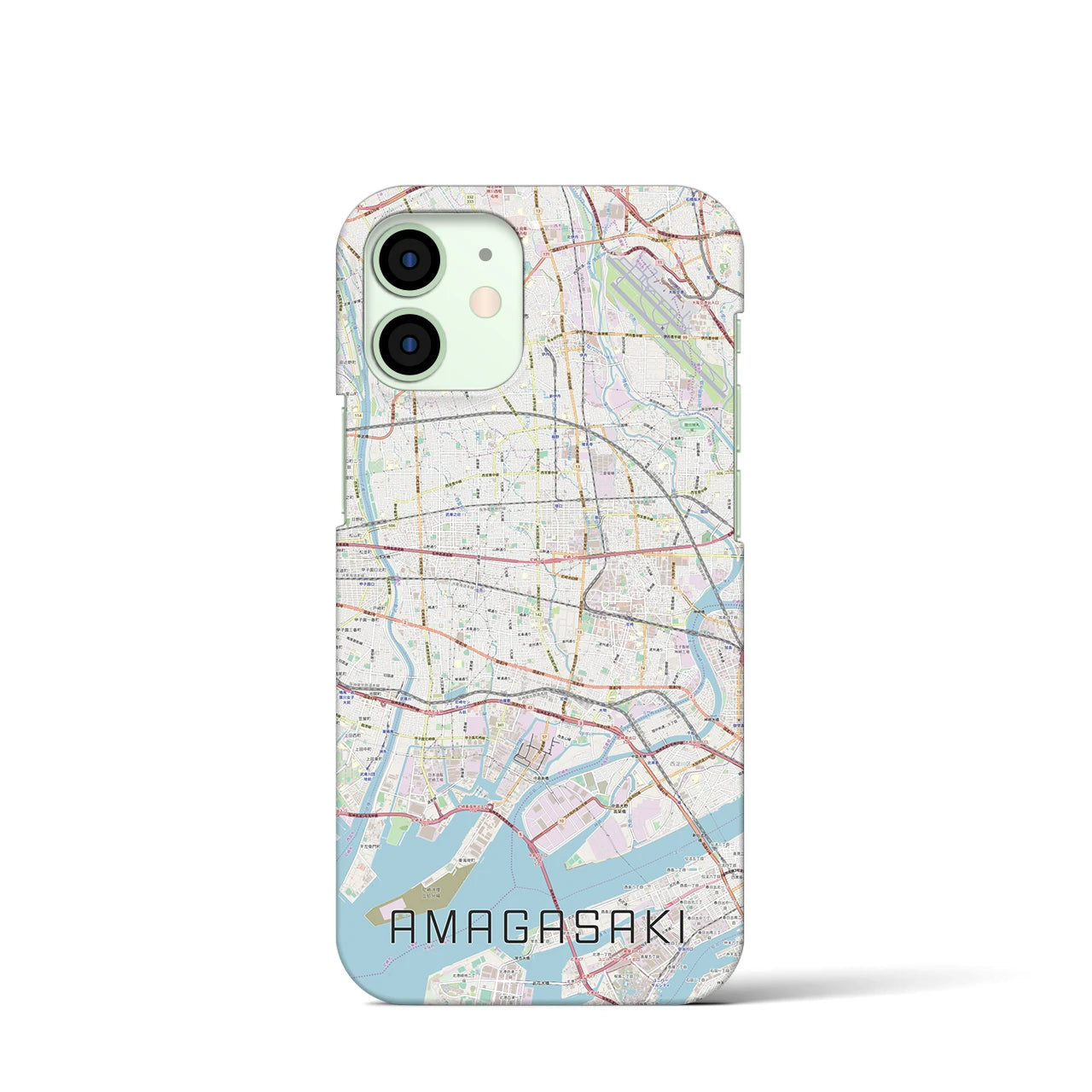 【尼崎】地図柄iPhoneケース（バックカバータイプ・ナチュラル）iPhone 12 mini 用