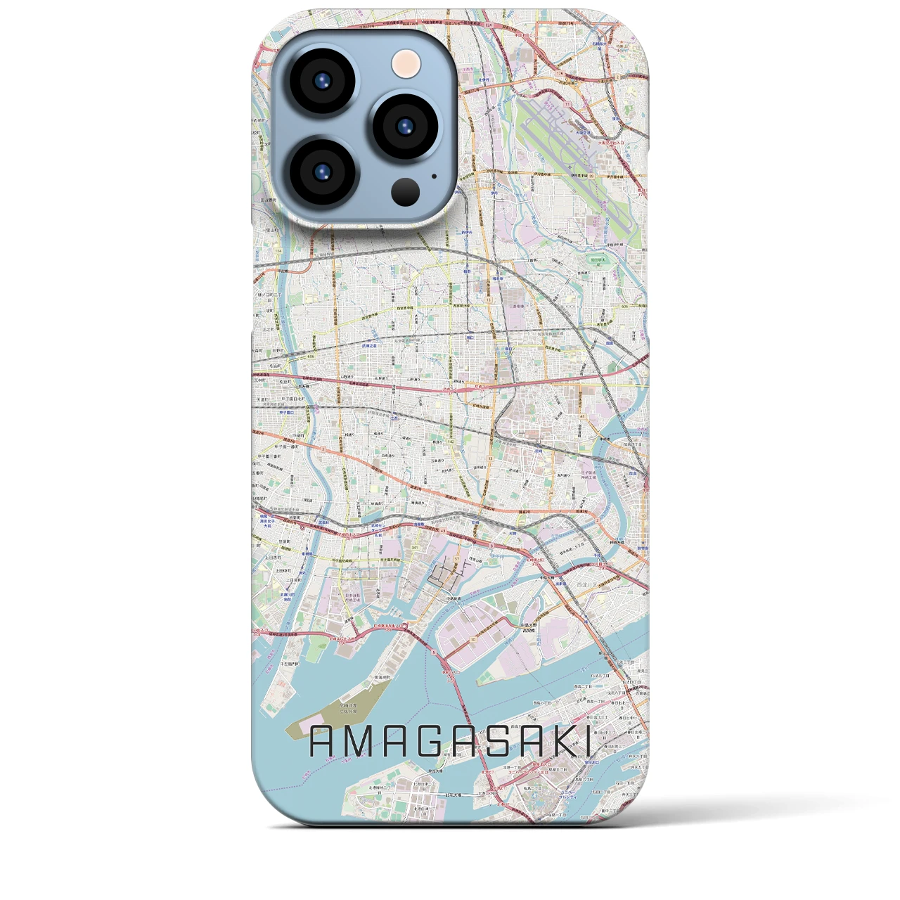 【尼崎】地図柄iPhoneケース（バックカバータイプ・ナチュラル）iPhone 13 Pro Max 用