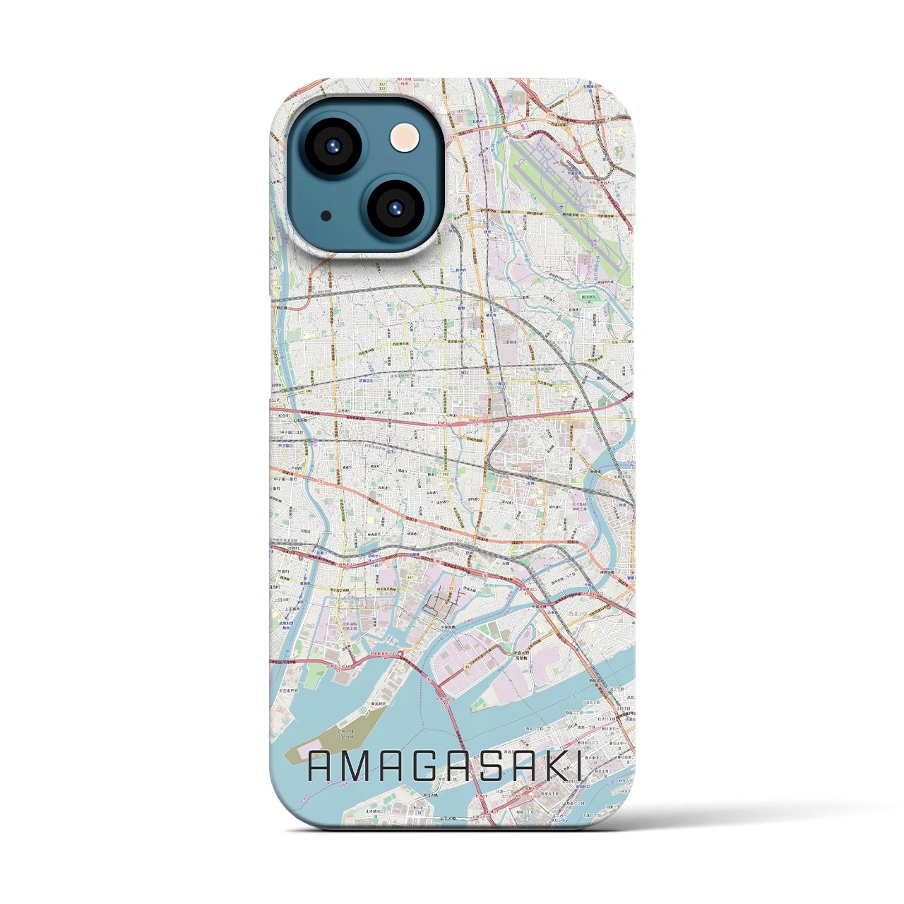 【尼崎】地図柄iPhoneケース（バックカバータイプ・ナチュラル）iPhone 13 用