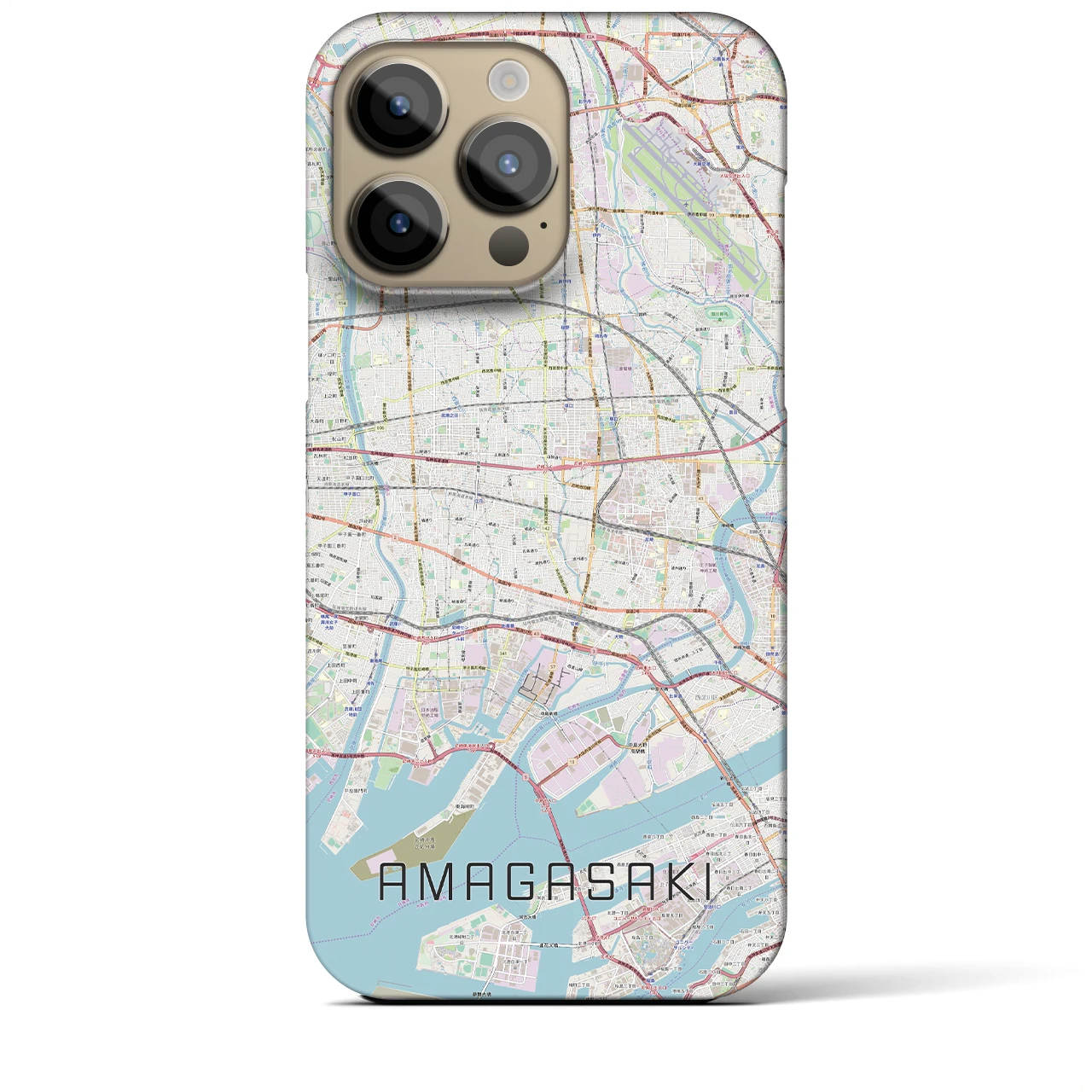 【尼崎】地図柄iPhoneケース（バックカバータイプ・ナチュラル）iPhone 14 Pro Max 用