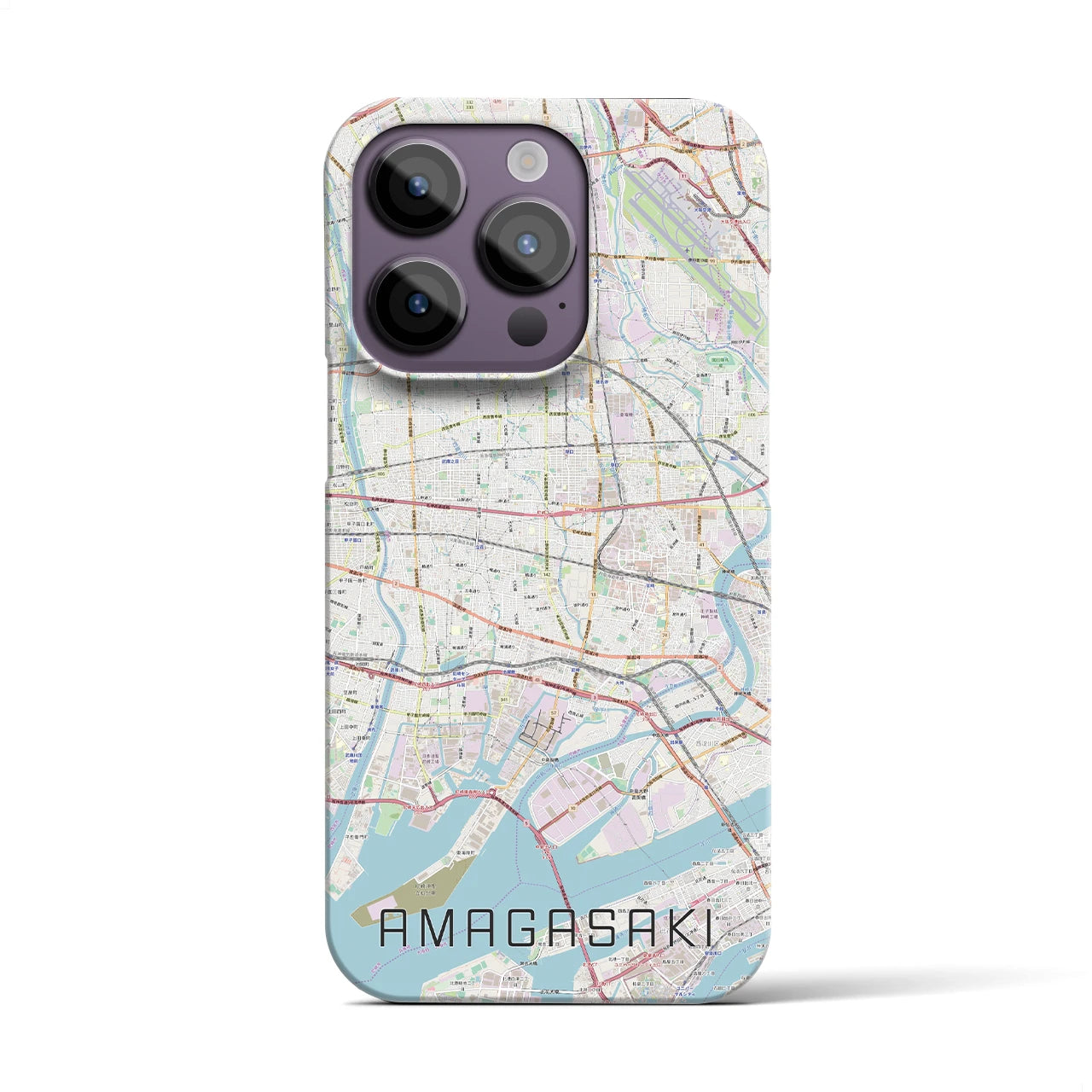 【尼崎】地図柄iPhoneケース（バックカバータイプ・ナチュラル）iPhone 14 Pro 用
