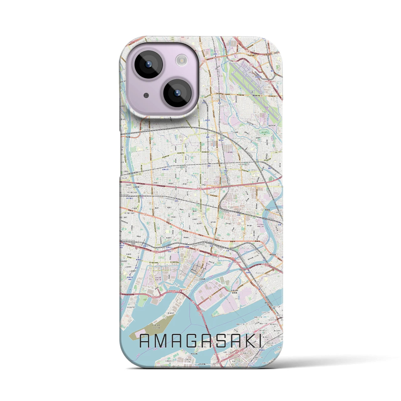 【尼崎】地図柄iPhoneケース（バックカバータイプ・ナチュラル）iPhone 14 用