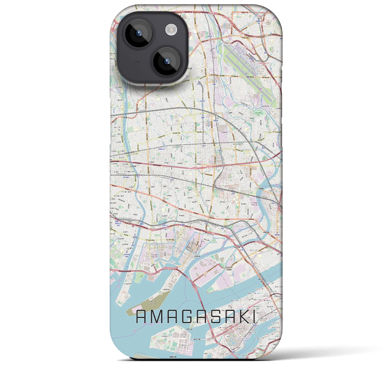 【尼崎】地図柄iPhoneケース（バックカバータイプ・ナチュラル）iPhone 14 Plus 用