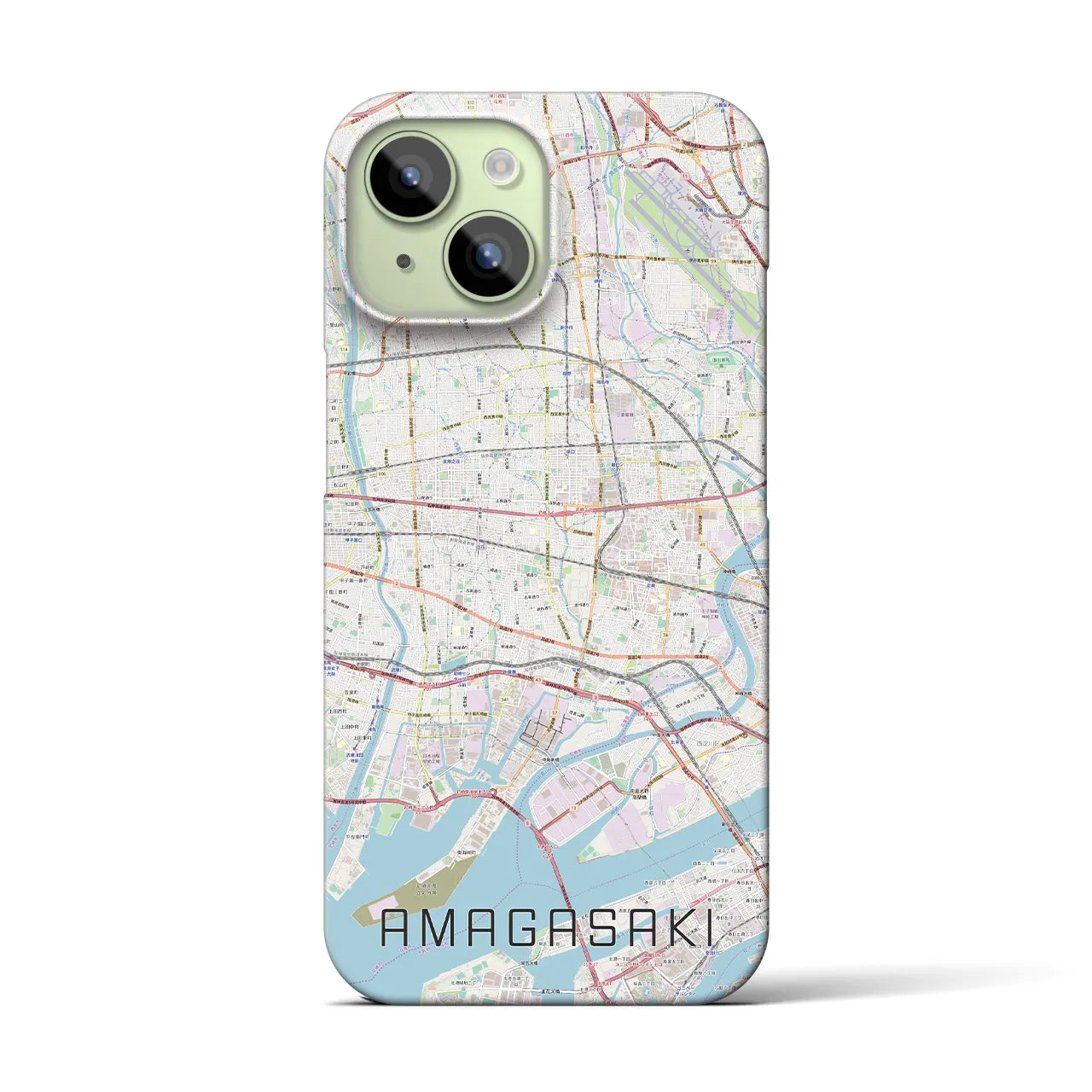 【尼崎】地図柄iPhoneケース（バックカバータイプ・ナチュラル）iPhone 15 用