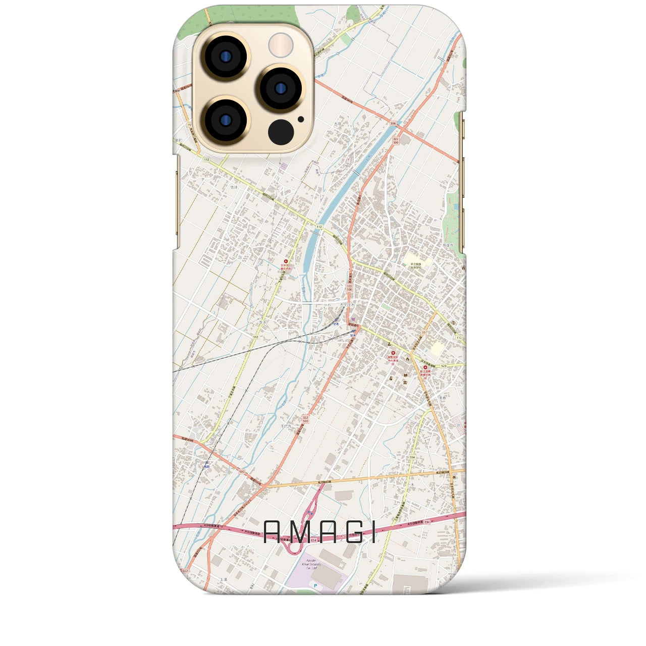 【甘木】地図柄iPhoneケース（バックカバータイプ・ナチュラル）iPhone 12 Pro Max 用