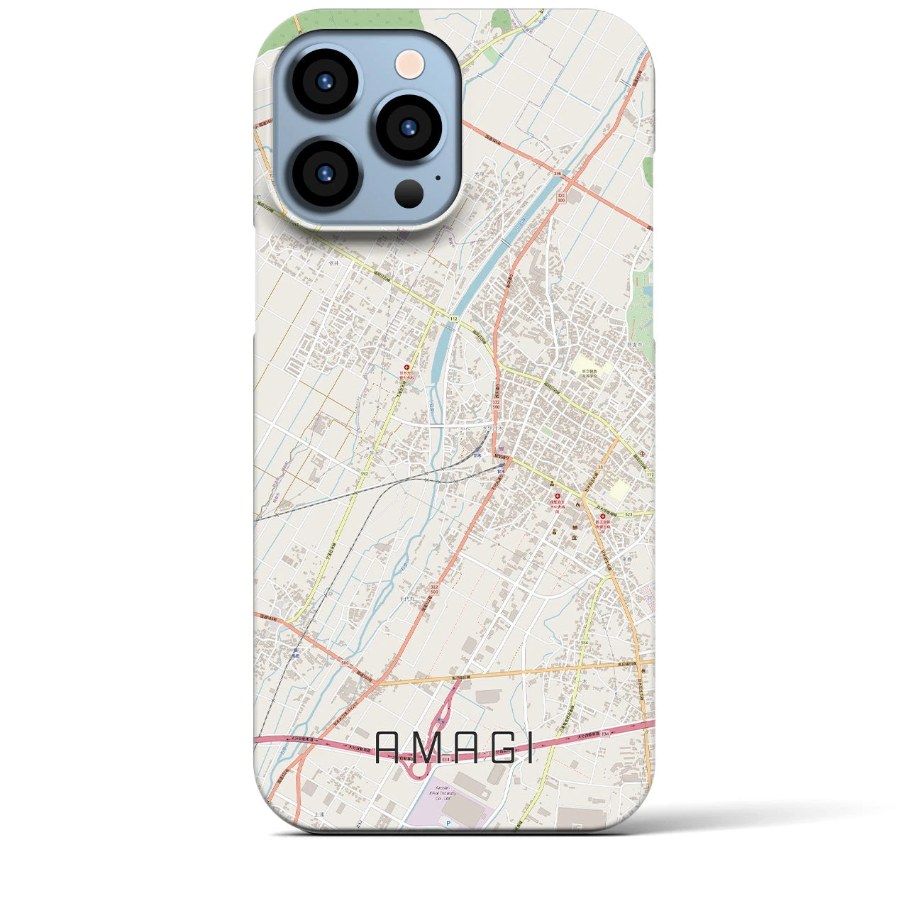 【甘木】地図柄iPhoneケース（バックカバータイプ・ナチュラル）iPhone 13 Pro Max 用
