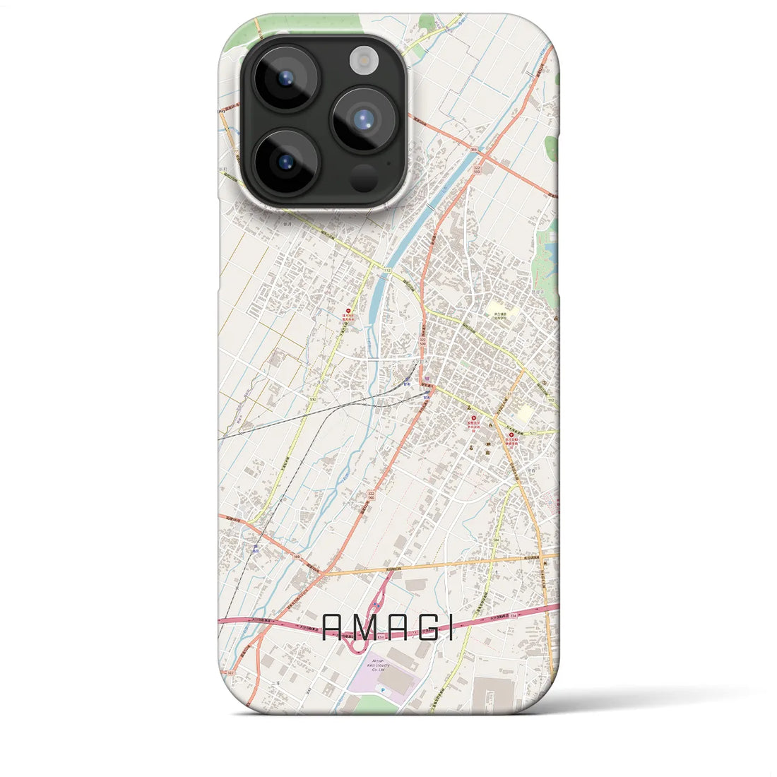 【甘木】地図柄iPhoneケース（バックカバータイプ・ナチュラル）iPhone 15 Pro Max 用