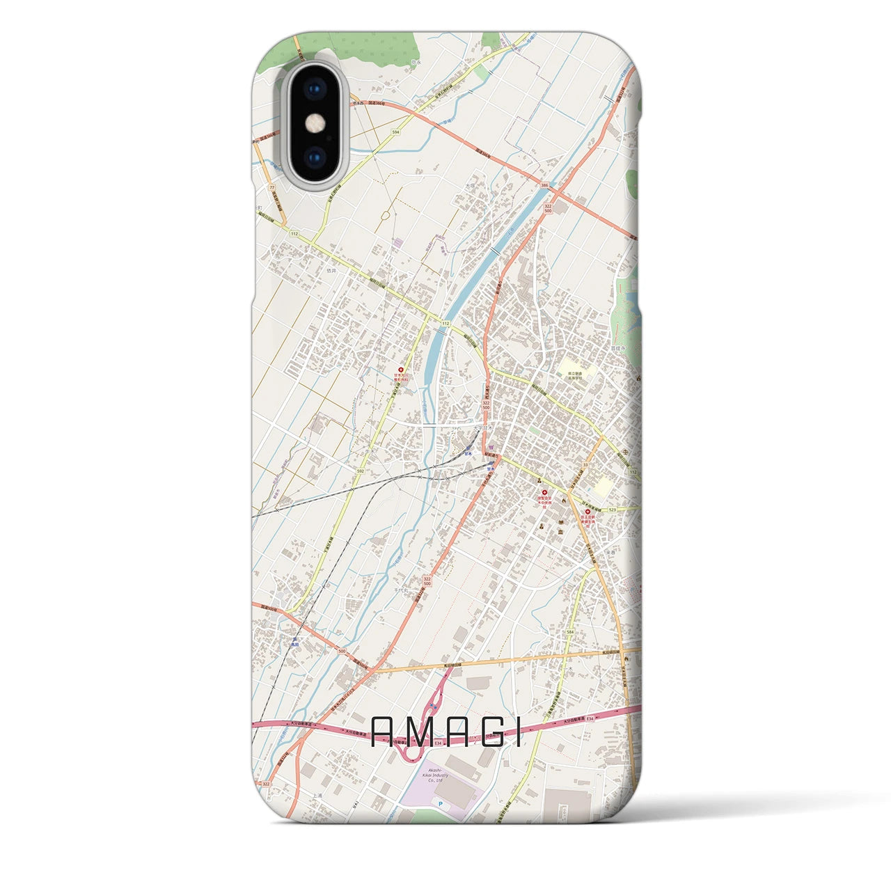 【甘木】地図柄iPhoneケース（バックカバータイプ・ナチュラル）iPhone XS Max 用